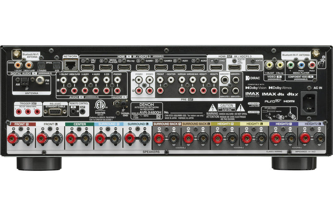 Denon AVR-X4800H 8K Home Theater AV Receiver with Dolby Atmos®