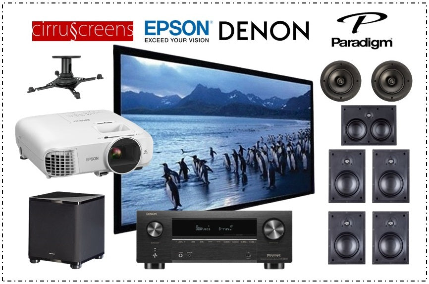 Home Theatre ArchiPlatinum 7.1Ch Package, Epson, Denon, Paradigm, Cirrus, Projector, Screen